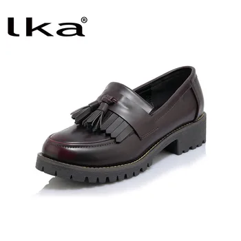 

LKa Patent Leather Flat Shoes Women Casual Tassel Bow Round Toe Oxford Shoes for Woman Flats Comfortable Slip on Shoes