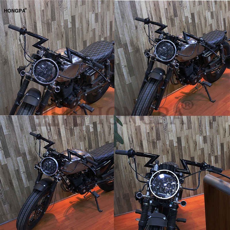 " светодиодный фонарь для мотоцикла Hi& Lo лампа для фар DRL 6000K 12V для Harley Sportster Кафе Racer Bobber Touring Softail