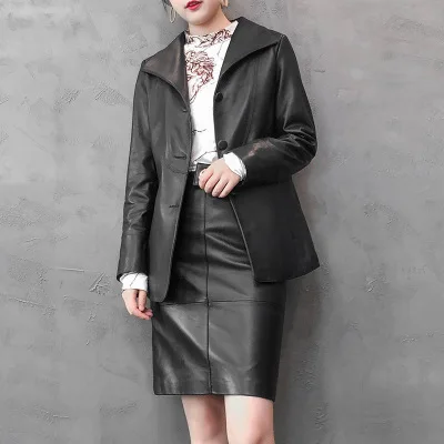 

2020 Women Spring Genuine Real Sheep Leather Jacket W11