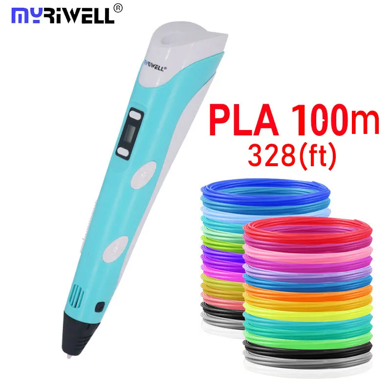 Myriwell abs 3d pen pens ручка 3д для объёмного рисования LCD дисплей 1.75мм pla пластик нить