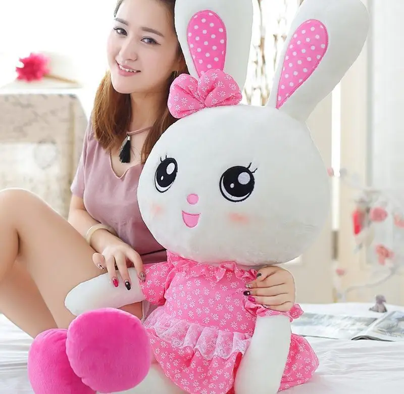 

Large Size Rabbit Plush with Pajama Long Bolster Small Doll Cute GIRL'S Even Girls ..