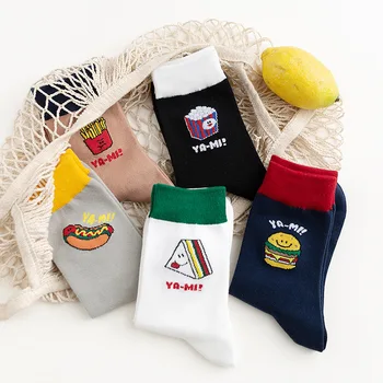 

College style lady cartoon food tube socks wholesale street sports leisure socks Korean version of fashion socks