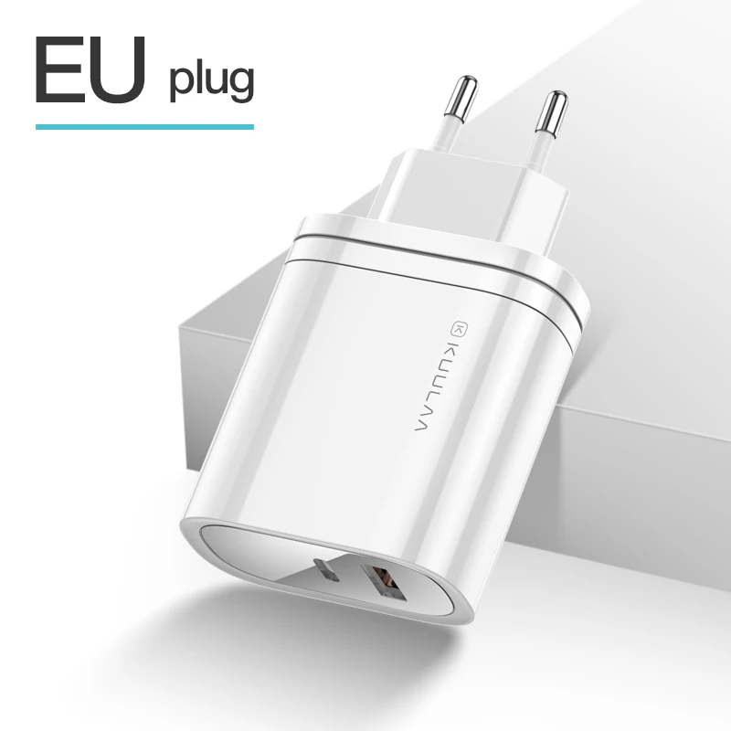KUULAA Quick Charge 4,0 3,0 36 Вт USB зарядное устройство PD 3,0 быстрое зарядное устройство US EU переходник супер зарядное устройство для iPhone X XR XS 8 Xiaomi Mi 9 - Тип штекера: EU white