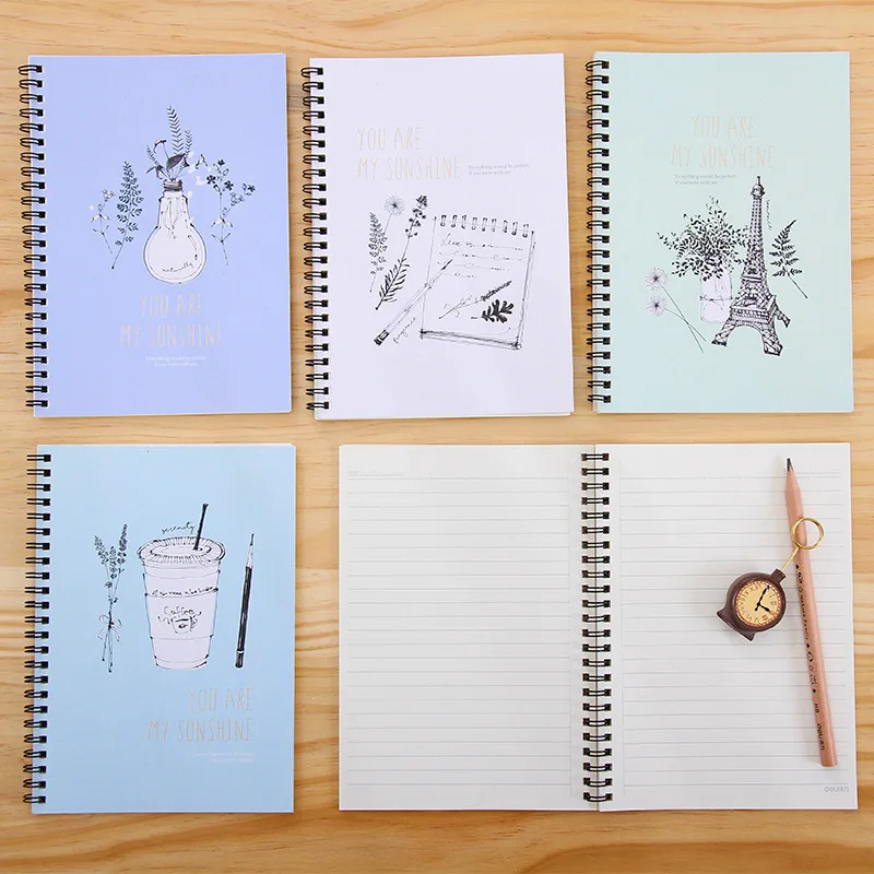 Deli L A5 60-03 Color Coil Notebook A5 Notepad 60 Page Laptop Students Practice Book Office Supplies