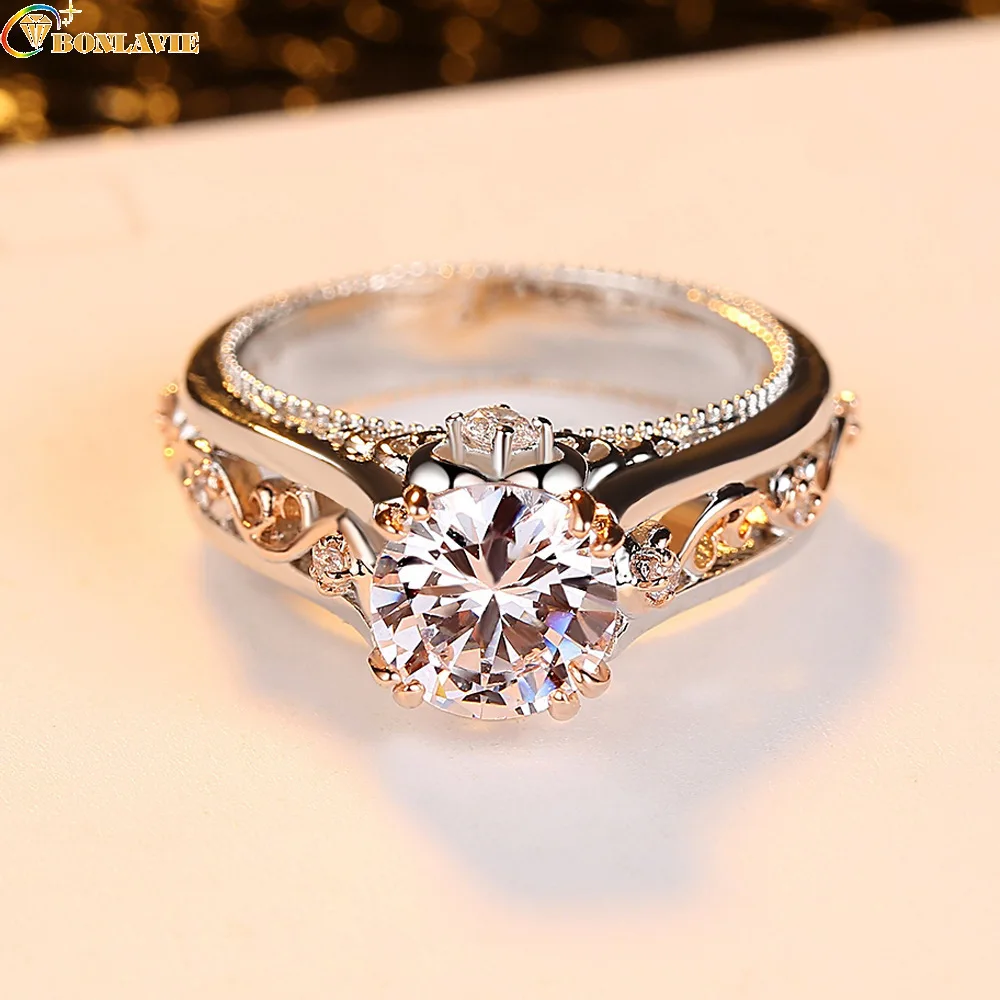 Обручальные кольца с цирконом AAA для женщин обручальные цвета розового золота