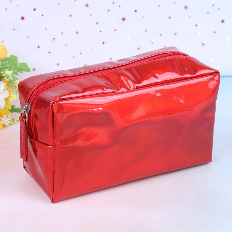 RED Модная Лазерная косметичка, сумка для макияжа, голографическая косметичка, лазерная молния, косметический Чехол, косметичка, чехол для карандаша, 5 цветов - Цвет: RED