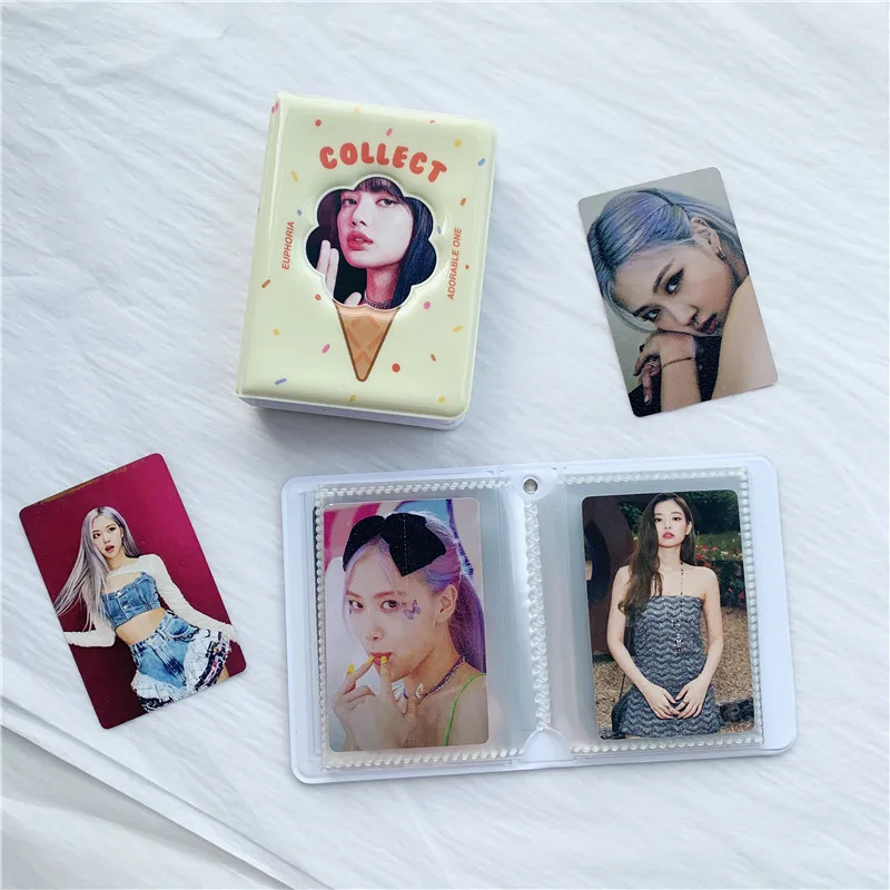 SKYSONIC 3" Cute Album With 20pcs Sleeves Bags Ice Cream Kpop Storage Card Bag Postcards Idol Collect Organizer 3