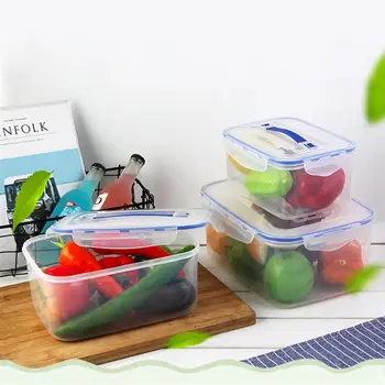 

Portable Rectangular Sealed Preservation Box Food Container Kitchen Storage Box with Handle (2400ml Single Layer)