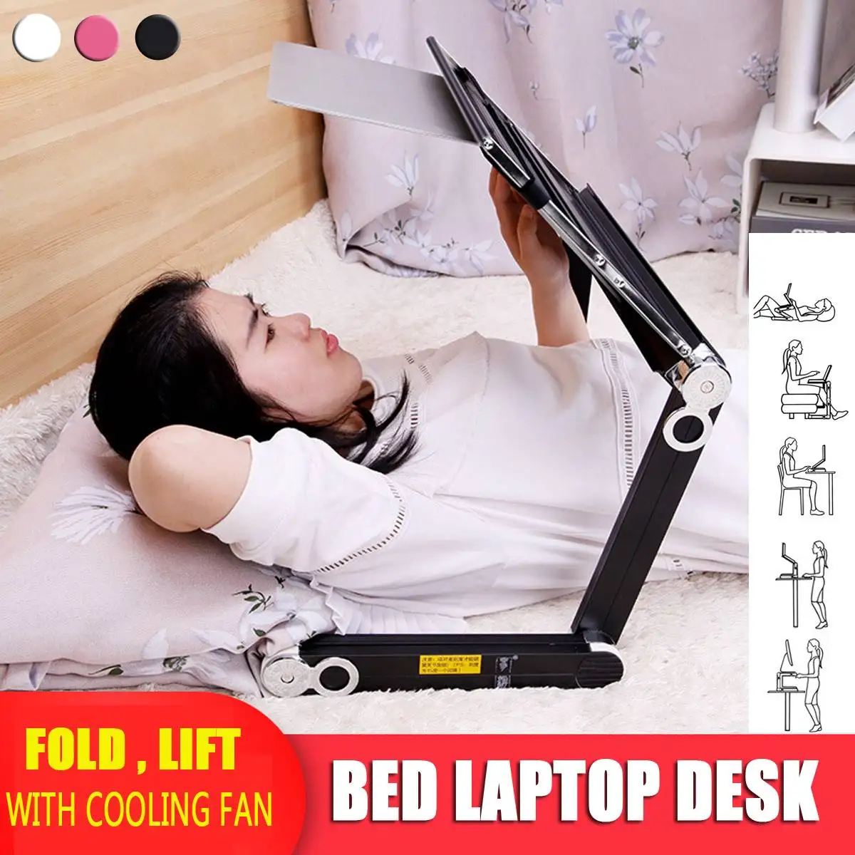  360 Degree Adjustable Notebook Suitable With Cooling Fan Folding Portable Laptop Desk Table Stand T