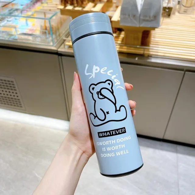 450ML Cartoon Vacuum Flask Cute Animal Thermos Bottle Stainless Steel Water Bottle Outdoor Portable Water Cup Travel Mug bear-4