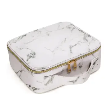 

New Fashion Professional Makeup Bag Fashion Stone Printing Portable Cosmetic Case Storage Box Travel Black White