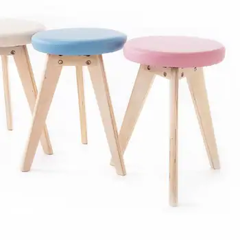 

Solid Wood Stool Fashion Creative Stool Toilet Stool Meal Stool Small Triangle Stool Leather Stool Bench Low Stool Wood