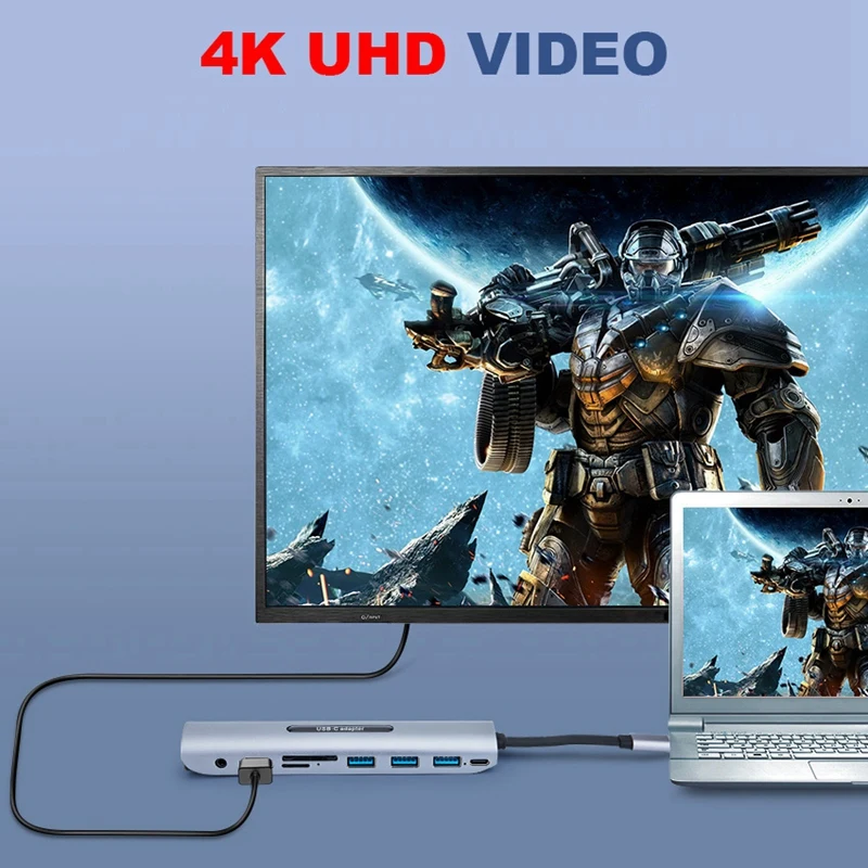 USB C док-станция Thunderbolt 3 тип-c к HDMI VGA USB TF SD карта с 3,5 AUX аудио разъем HD конвертер адаптер для Macbook Pro