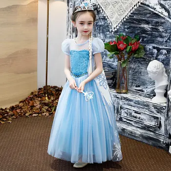

Elsa Anna Girl Dress Halloween Disguise Cosplay Costume For Kid Ceremony Snowflake Party Princess Frock Elza Child Luxury Tunic