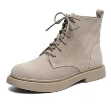 

2022 Leather Boots For Girls Autumn/Winter Martin Boots Female British Style Frosted Leather Women's Boots Flat Ankle Boots