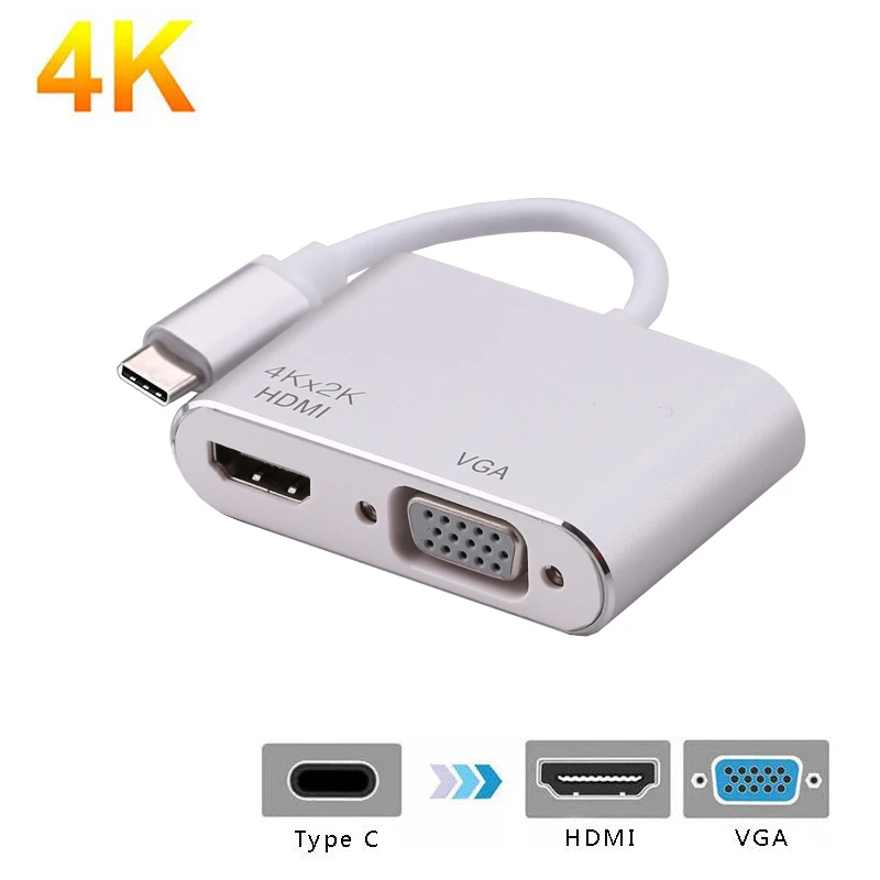 4K USB Type C к HDMI VGA адаптер Аудио Видео кабель конвертер для Macbook Samsung galaxy Note 8 9 S8 S9 Plus