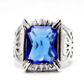

Anime Black Butler Kuroshitsuji Sebastian Michaelis Ciel 925 Sterling Ring Blue Crystal Ring Cosplay Prop Halloween Cartoon