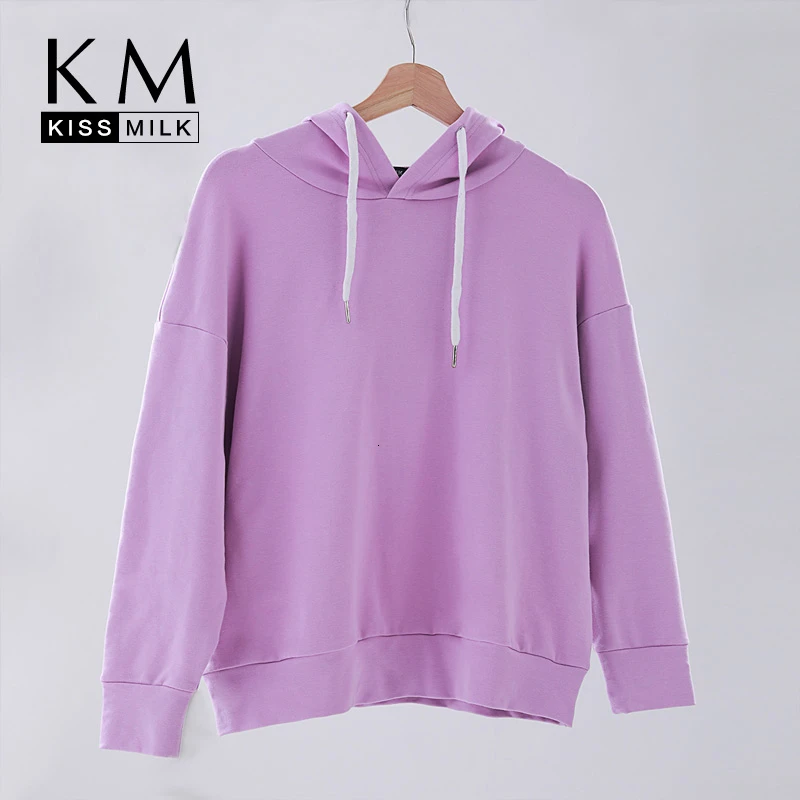Kissmilk Новое однотонное простое свободное осеннее и зимнее Новое большое женское платье с капюшоном и капюшоном