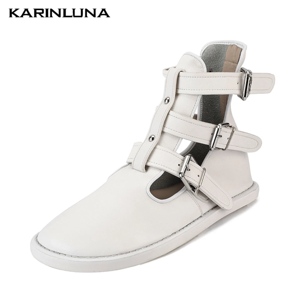 

Karinluna Brand Design Plus Size 43 Genuine Leather Ankle Booties Women Shoes Woman Comfortable Casual Spring Summer Boots