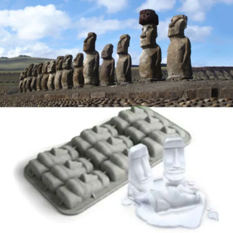 Каменные статуи Moai для пасхального острова поднос кубиков льда силиконовая