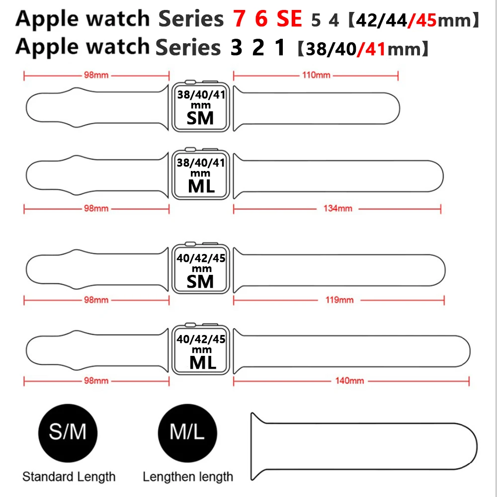 Silicone Strap for Apple Watch Band Series 7 654 321,44/40mm 42/38mm 45/41mm Smartwatch Bracelet Watchband for Apple Watch SE