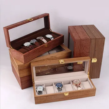 

Unisex 6Grid Wood Watch Display Case Jewellery Collection Storage Holder Box