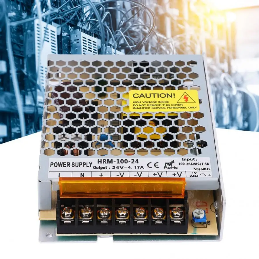 IP20 водонепроницаемый светодиодный выключатель питания 100~ 264VAC/1.8A к DC24V/4.17A Трансформаторы освещения для светодиодной полосы света