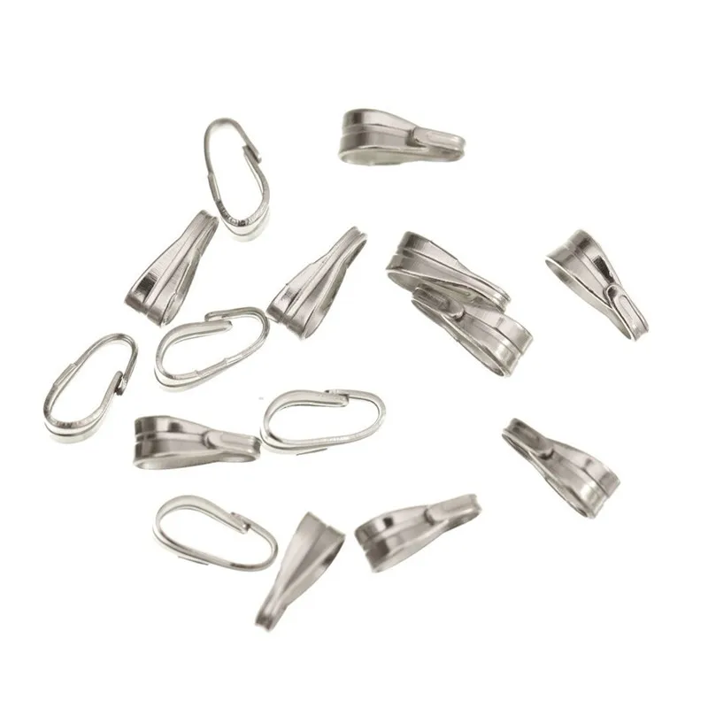 100Pcs Metal Snap Clip Pinch Bails for Pendant Jewelry Making Clasps Connector Findings DIY Necklace - Цвет: Silver Grey