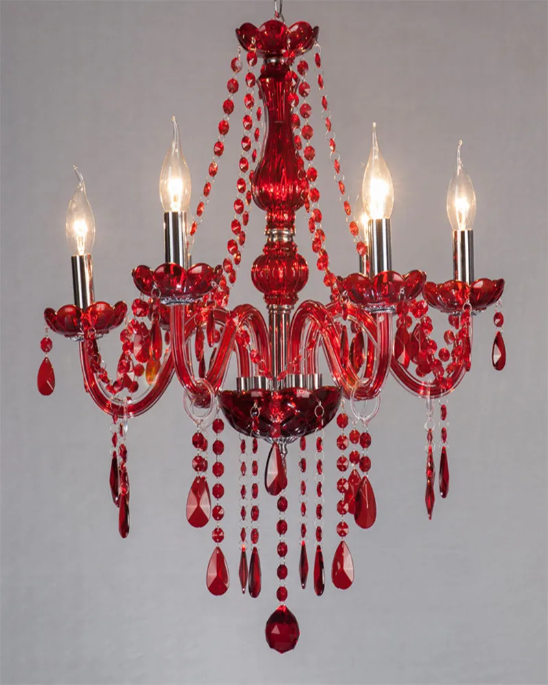 Red crystal glass chandelier candle light wedding wedding room KTV showroom living room dining room lamp free shipping