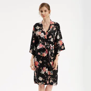 

Cotton Print Flower Nightgown Women Kimono Gown Bride Bridesmaid Wedding Robe Soft Plus Size Nightdress Intimate Lingerie
