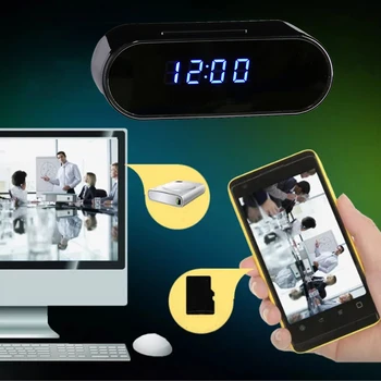 

T8S HD 1080P Wireless Remote Control WiFi Alarm Clock Mini Camera Infrared Night Vision Portable Invisible Camcorder Table Clock