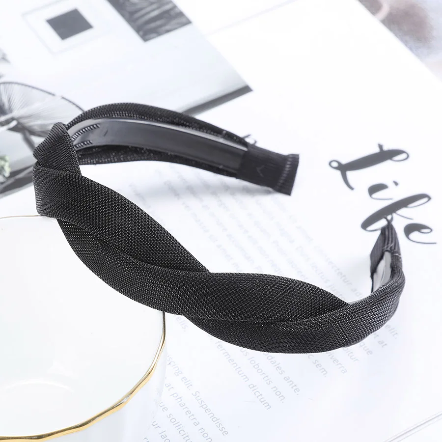 Haimeikang Twist Hairband головной убор для женщин креативный головной убор повязка крест сплошной цвет аксессуары для волос Новинка - Цвет: Черный