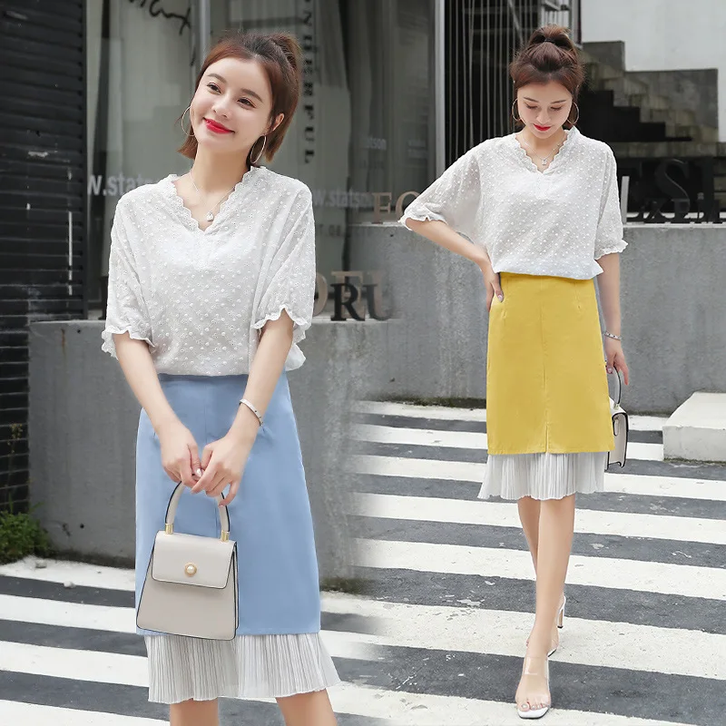 

2019 Summer Wear New Style Korean-style Women's Network Fashion Western Style Large Size French Hepburn Two-Piece Set