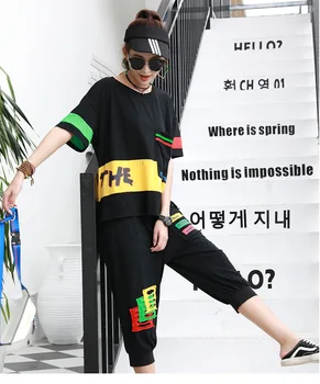 

2020 summer fashion hip-hop hip-hop hip-hop fabric color leisure sports vitality slimming fashion suit