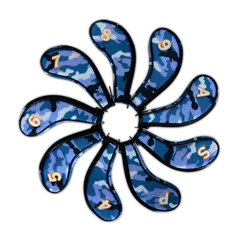 PLAYEAGLE Гольф железных чехлов 9 шт./компл. 4,5, 6,7, 8,9, S, P, Гольф крышка головного убора для нейлон и сетчатая Гольф подголовники