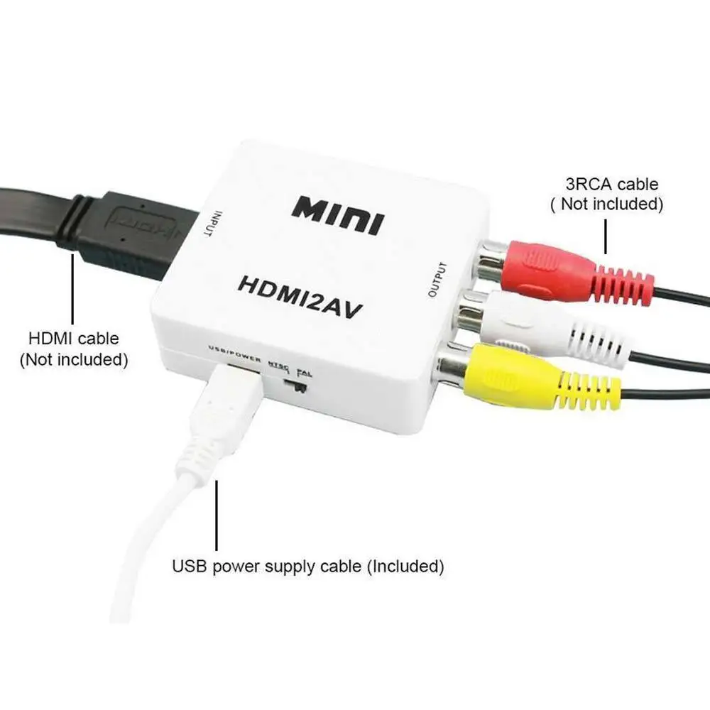 1080P Mini HDMI к VGA к RCA AV композитный адаптер конвертер с 3,5 мм аудио кабель VGA2AV/CVBS+ аудио к ПК преобразователь ТВЧ-сигналов