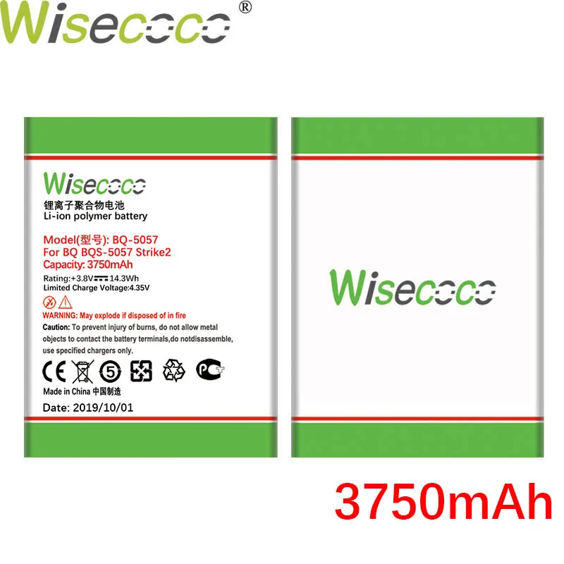 Wisecoco BQS5057 3750 мАч аккумулятор для BQ BQs 5057 BQS-5057 STRIKE 2 Замена аккумулятора телефона+ номер отслеживания