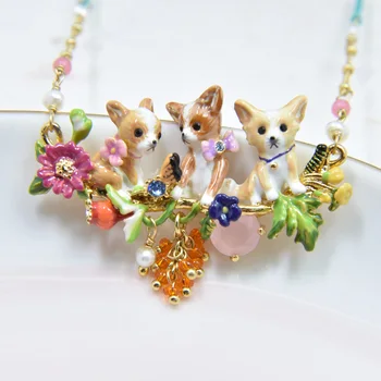 

2020 Hot Sale Rushed Lead-tin Women Chokers Necklaces Casual/sporty Collares Moana Kolye Chihuahua Dog Gem Enamel Necklace