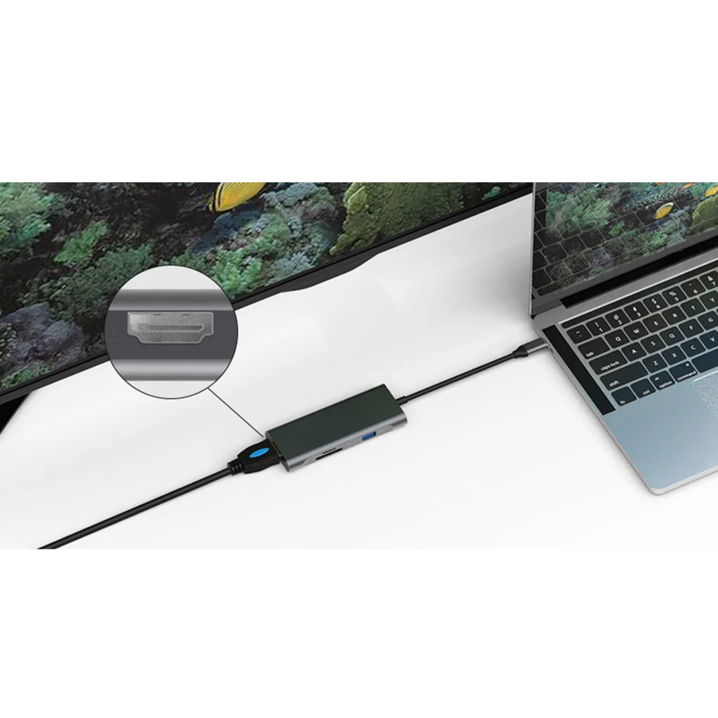 7 в 1 USB C концентратор ключ с HDMI для MacBook Air Pro и других типов C ноутбука