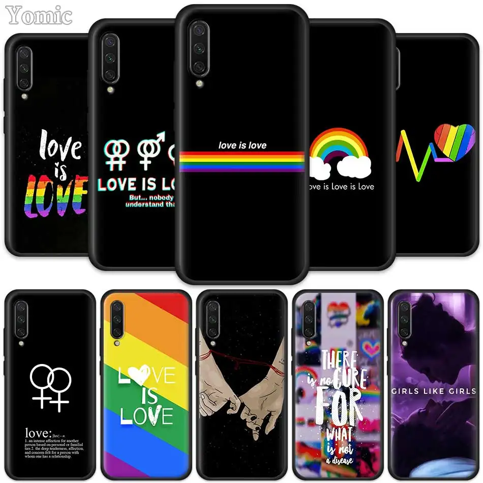 

Lesbian LGBT Rainbow Case for Xiaomi Mi A3 Lite CC9E CC9 9T 6X Mi 8 A2 Lite Redmi K20 Pro Note 6 7 Black Silicone Cover