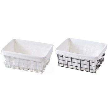 

Household Storage Basket Iron Art Japanese Style Organizer With Cloth Bag For Debris Kitchen Sundries Food