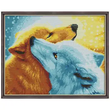 

Snow fox animals painting counted printed on the canvas 11CT 14CT DIY kits Cross Stitch embroidery needlework Sets handmade