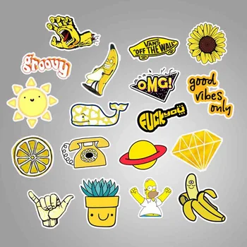 

50 Pieces / Set Of Cartoon Yellow Graffiti Stickers DIY Suitcase Trolley Case Laptop Sticker Cartoon Series Waterproof Stickers