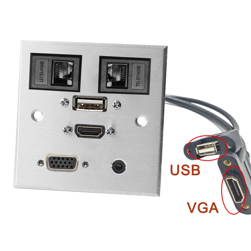Мультимедийная USB VGA 15P HDMI USB аудио Сетевая розетка из алюминиевого сплава патч-плата сварочная офисная КАБЕЛЬНАЯ СОЕДИНИТЕЛЬНАЯ панель