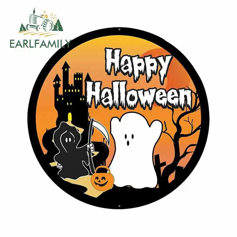 

EARLFAMILY 13cm x 13cm for Halloween Spooky Kid Funny Car Stickers Vinyl JDM Cartoon Bumper Trunk Truck Graphics Car Accessories