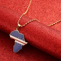 Africa Map & Cabo Verde Map Pendant Necklaces Gold Color Jewelry Map African Map Gift 1