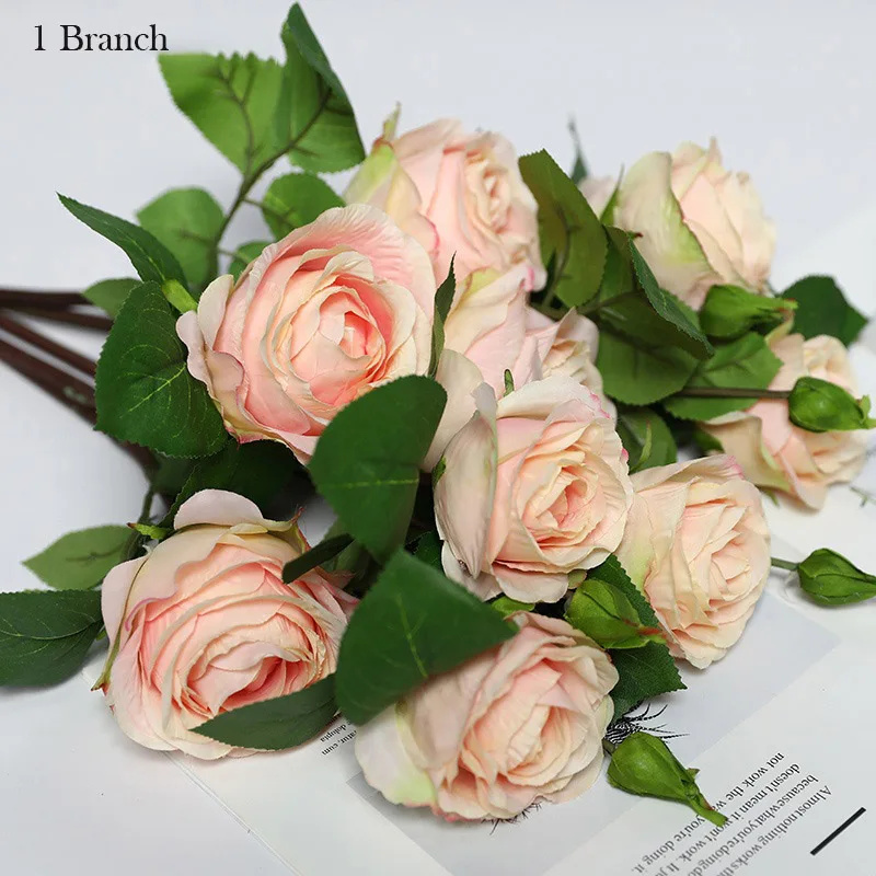 Light pink 1 PC Юмай 60см осенние розы цветы искусственные украшения - Цвет: Light pink 1 PC