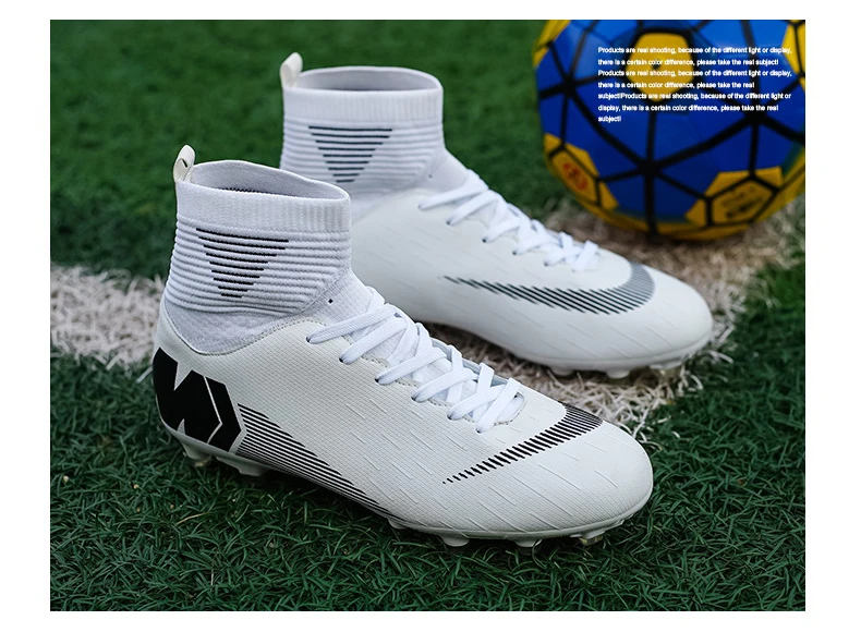 Уличная Мужская футбольная обувь для мальчиков футбольные ботинки высокие ботильоны детская Шипованная обувь тренировочная спортивная обувь унисекс длинные шипы обувь для футзала