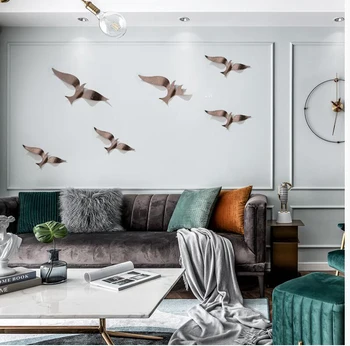 

Simple Modern Luxury Wrought Iron Haiyan Wall Hanging Home Livingroom Wall Sticker Decoration Club Hotel Porch Wall Mural Crafts