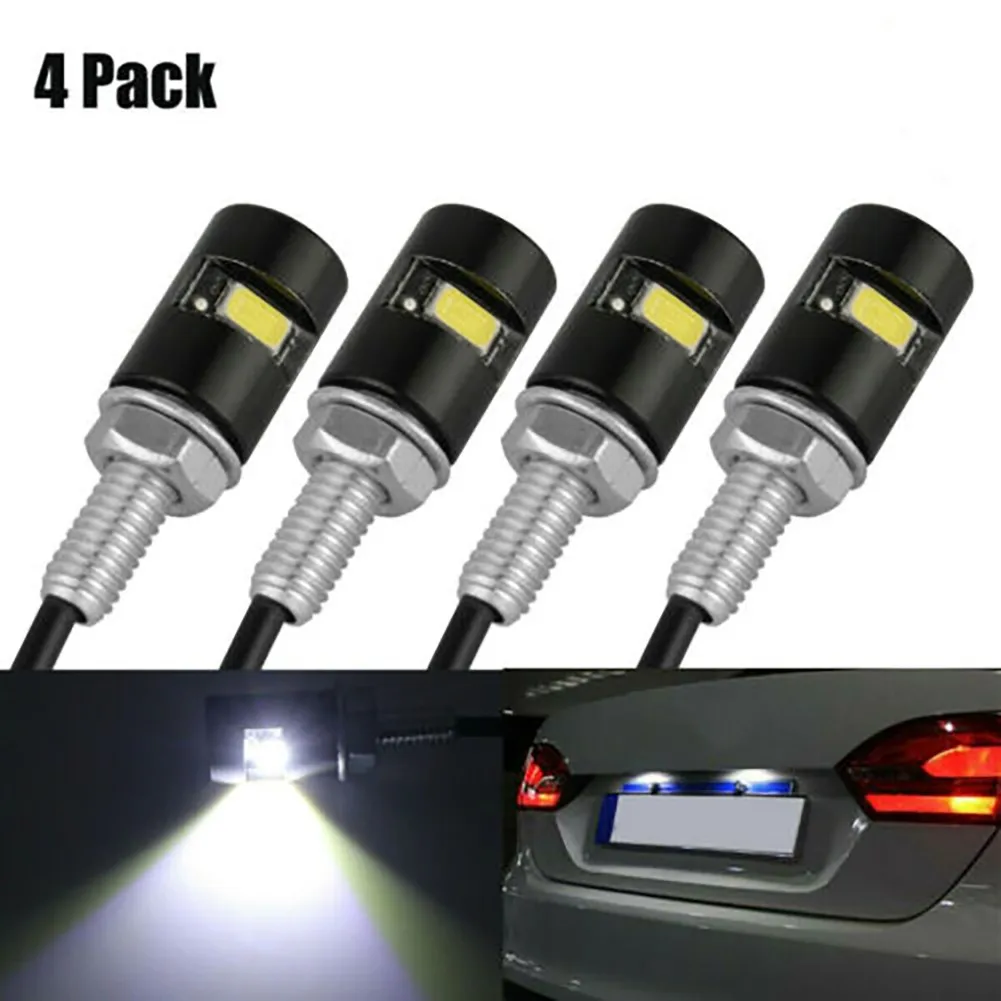 

4Pcs Universal Motorcycle Car SMD LED License Plate Light Screw Bolt Lamp Bulbs LED License Plate Lights